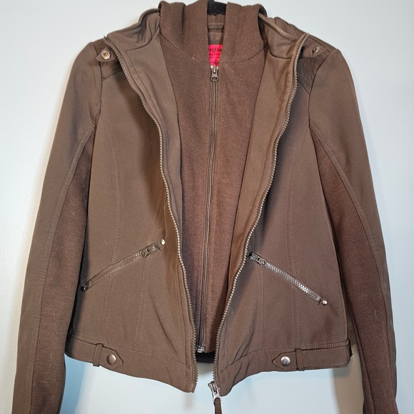 COFFEESHOP Women's Medium Olive Green Hooded Jacket Full Zip Casual Outerwear - Picture 3 of 9